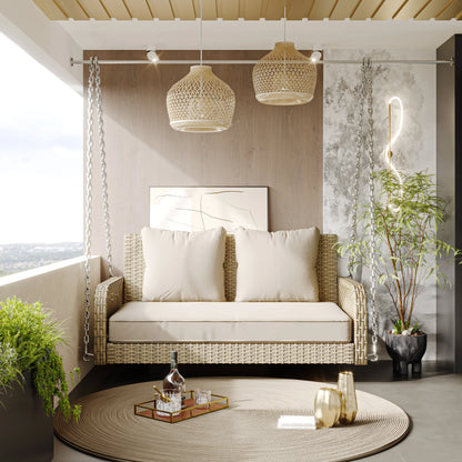 Garden furniture swing for 2 people, with necklaces, hanging armchair with seat cushion and back