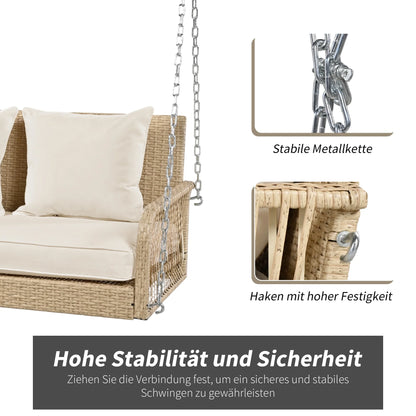 Garden furniture swing for 2 people, with necklaces, hanging armchair with seat cushion and back