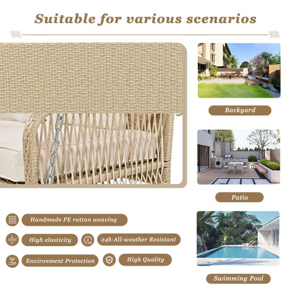 Garden furniture swing for 2 people, with necklaces, hanging armchair with seat cushion and back