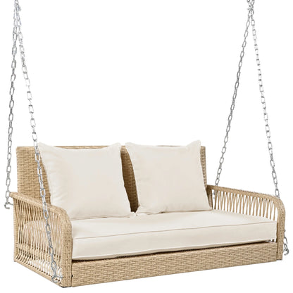 Garden furniture swing for 2 people, with necklaces, hanging armchair with seat cushion and back