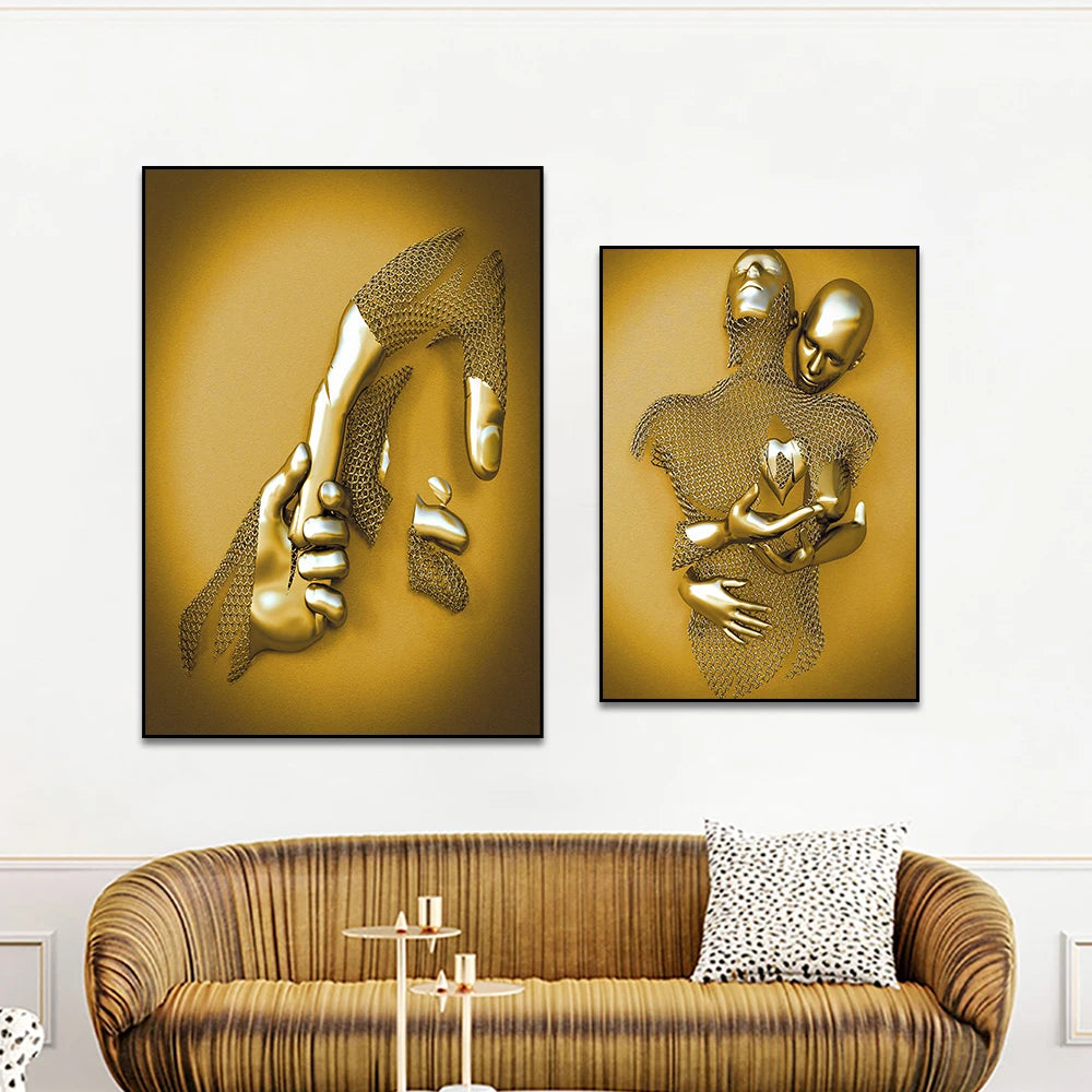 Abstract Metal Figure Statue Canvas Art Paintings Wall Art Decoration