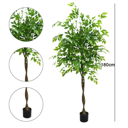 Tall Artificial Ficus Tree with Planter 160/180cm – Lifelike Potted Faux Ficus