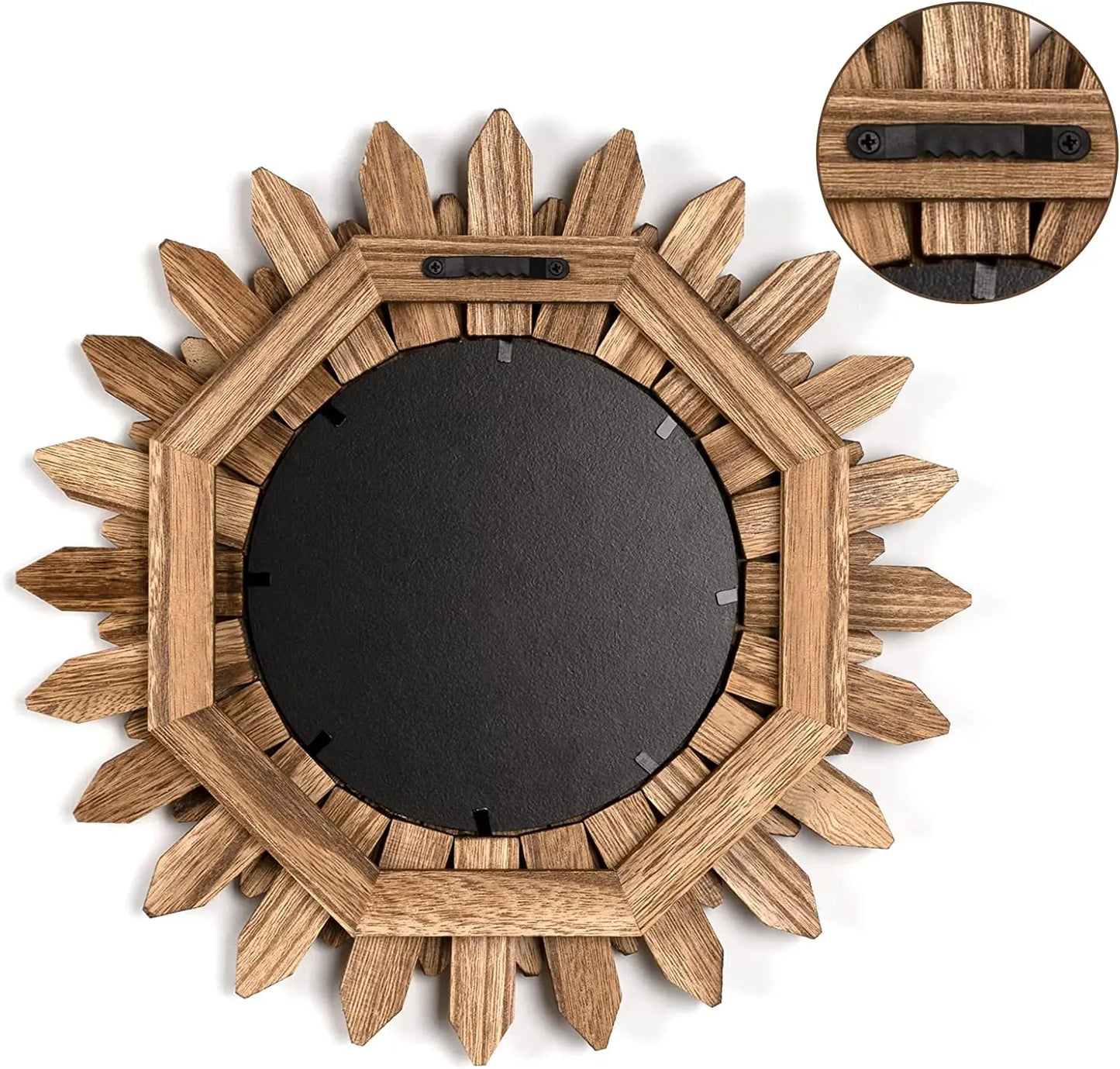 Wall Mirror Decorative 12 inch Rustic Wood Mirror