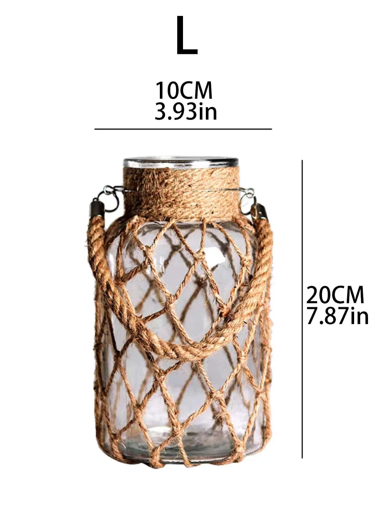 Rustic Glass Vase Rope Net Dry Flower Glass Vase with Art Hemp Rope  Home Transparent Living Room Decor Table Decoration