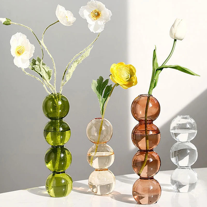 New Nordic Glass Bubble Vase  Flower Arrangement Modern Creative Spherical Flower Vases Decoration