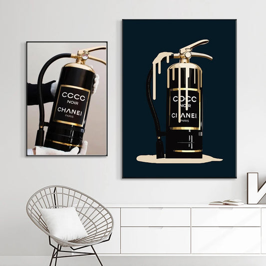 Gold & Black Fire Extinguisher Canvas Luxury Pop Art Poster